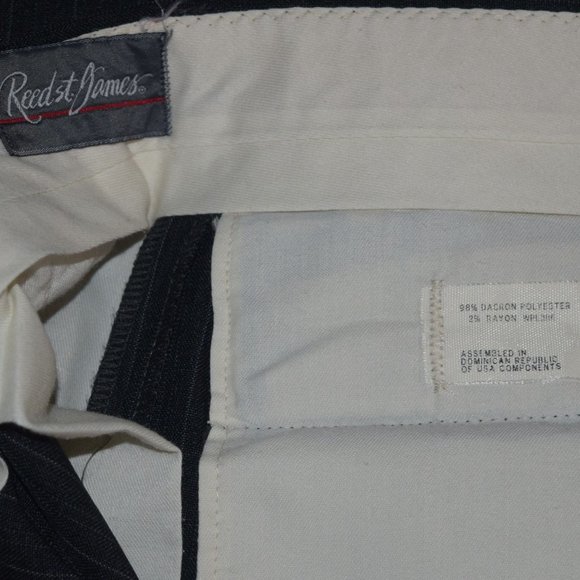 REED ST JAMES Men's Suit Jacket Coat 46L Pants Sz 36 x 30 Gray Pin-Stripe - Picture 4 of 16